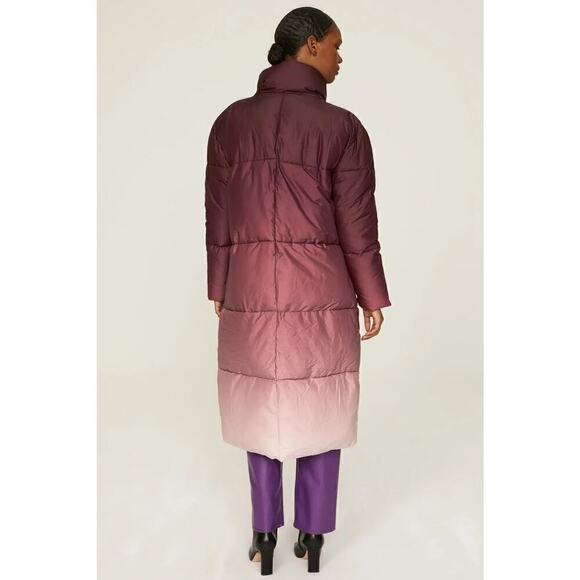 Busayo Collective Ombre Parka Jacket Quilted Puffer Coat Winter Red Small - Picture 4 of 10